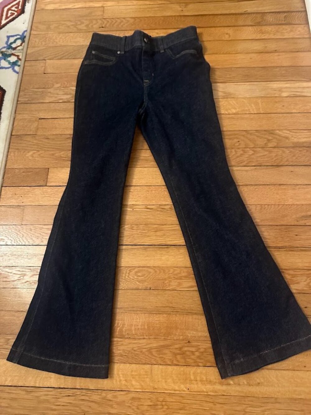 Spanx Flare Jeans Raw Indigo, Petite Medium, New